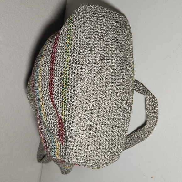 The Sak womens shoulder bag crochet neutral gray stripes - Picture 13 of 17